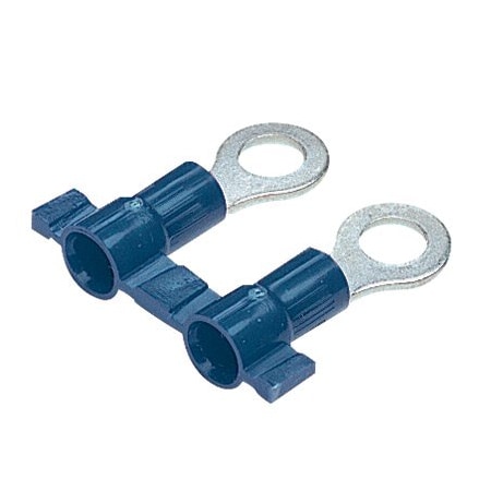 Panduit Ring Terminal, #6 Stud Size, 14 AWG, 600 V, Vinyl Insulated, Blue, 3000 PK PV14-6RNB-3K
